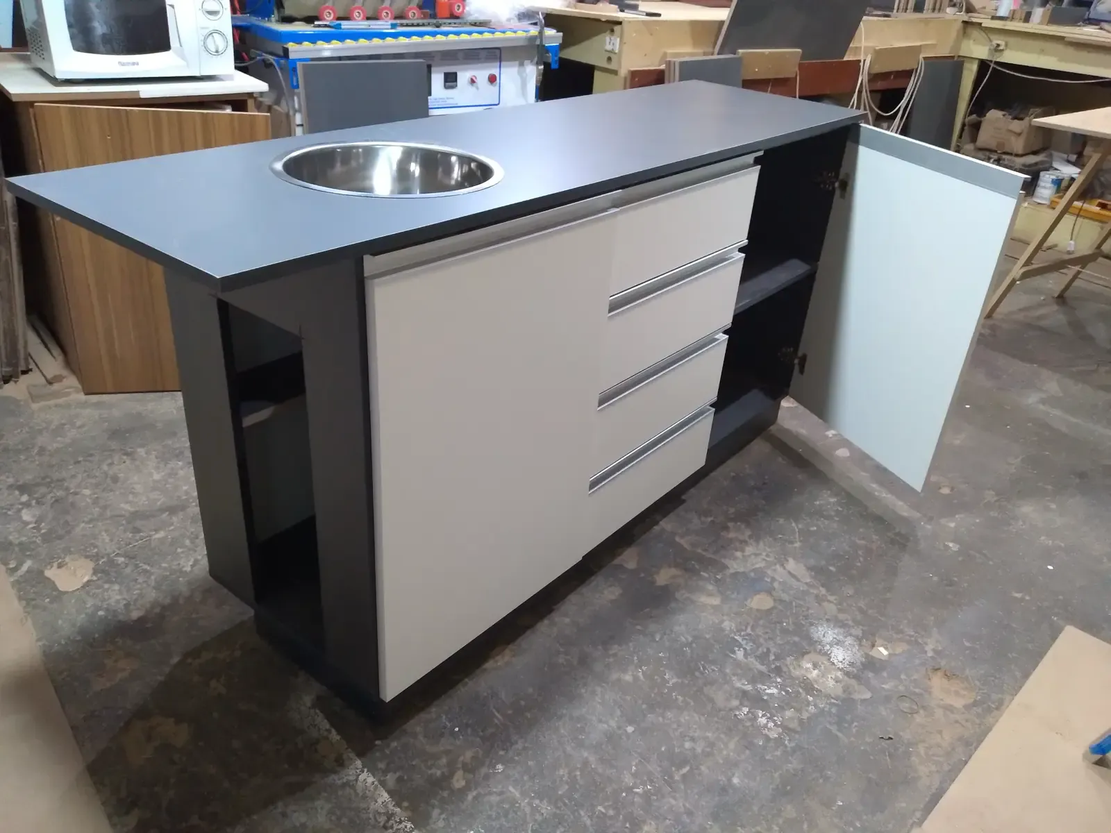 Mueble Bajo 1.5m – Cajón, Puerta y Bacha – Combinado