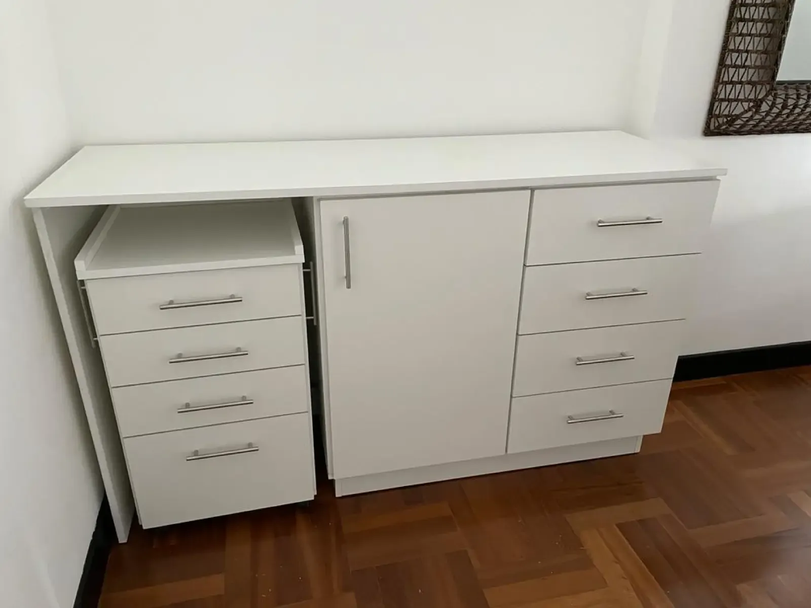 Mueble Bajo 1.60m – Puerta, Cajón y Nicho – Blanco