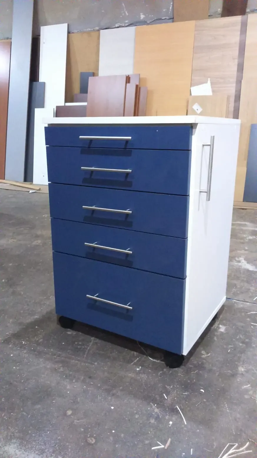 Cajonera Rodante 45x45x60cm – Cajones con Guías Comunes – Azul